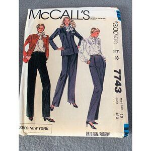 McCalls 7743 Vintage 1981 Sewing Pattern Jacket Shirt Pants Size 10 uncut
